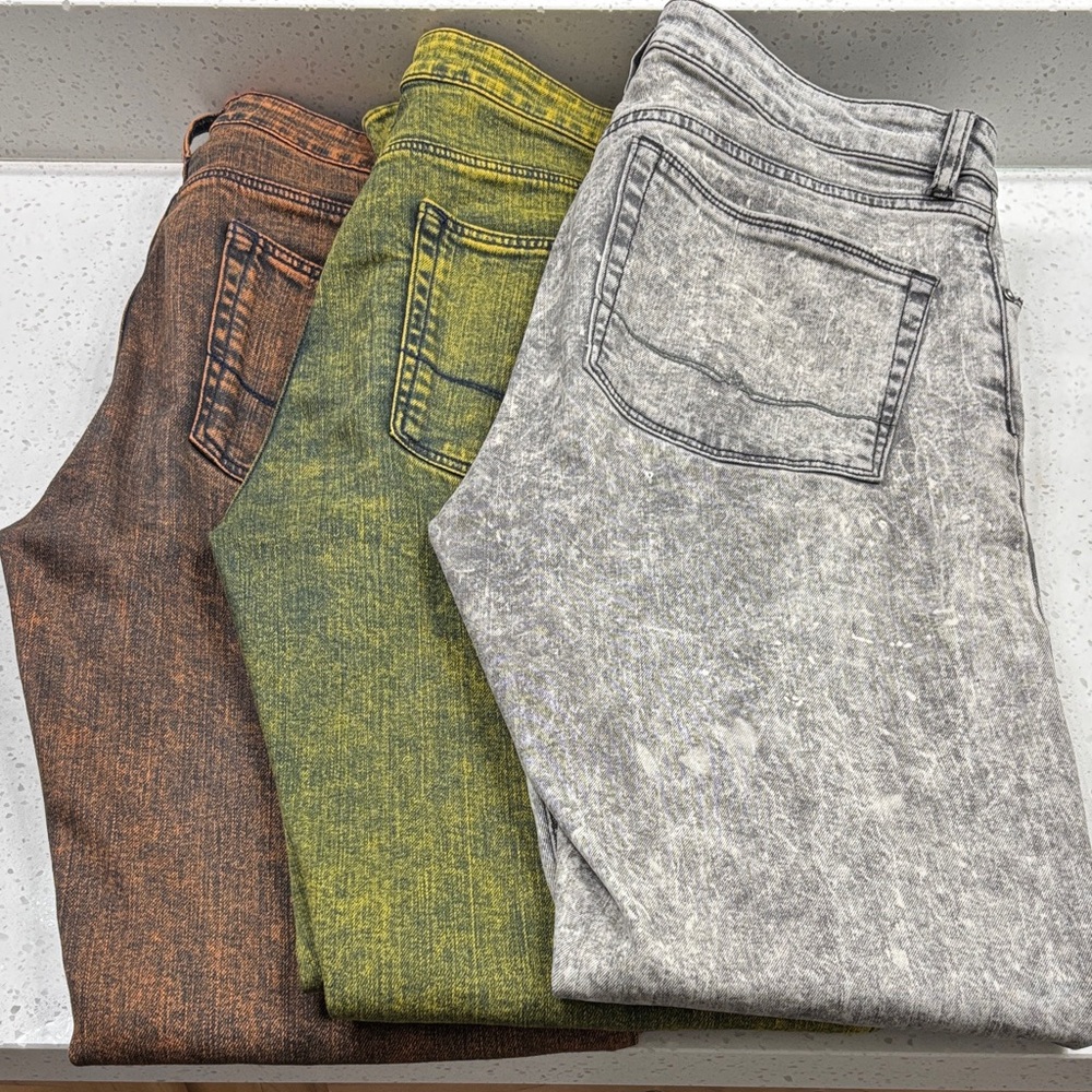 ASOS Men's Straight Jeans in Orange Rust, Yellow, and Gray/white